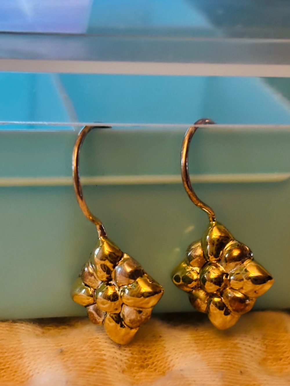 Vintage Art Nouveau Flower Design Gold over 925 Silver 
Hook Earrings 
$15